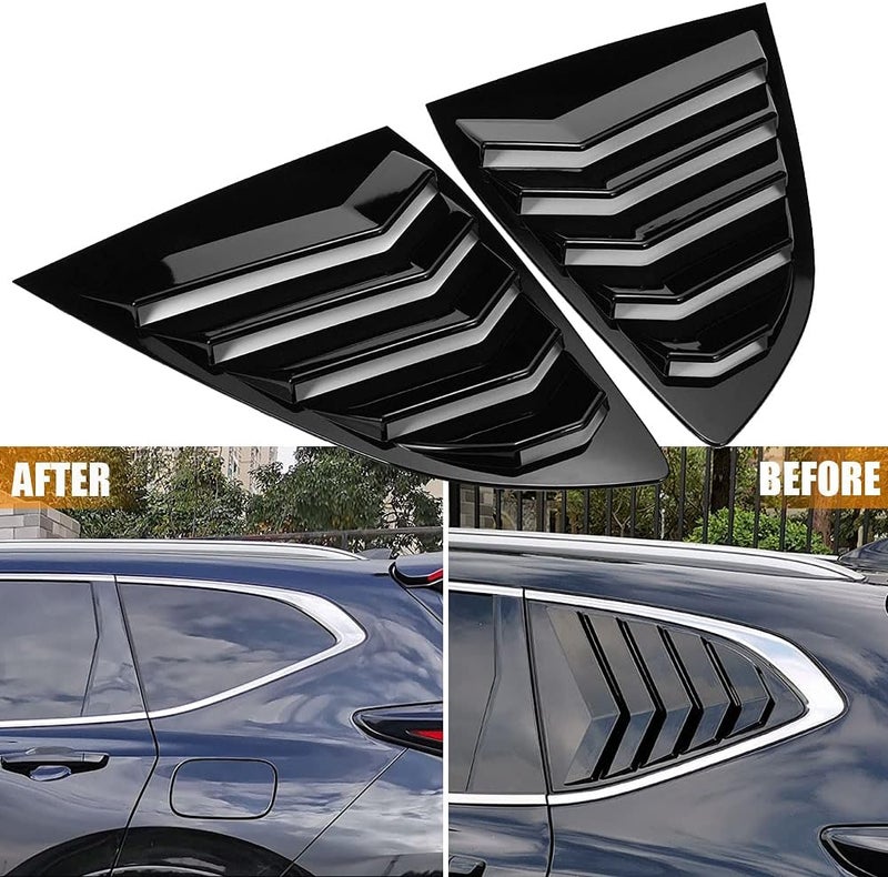 LEXLEY Racing Style Rear Side Window Louvers Air Vent/Louvers Scoop Cover Blinds For Honda CRV 2017 2018 2019 2020 2021 2022-Bright black - Image 4